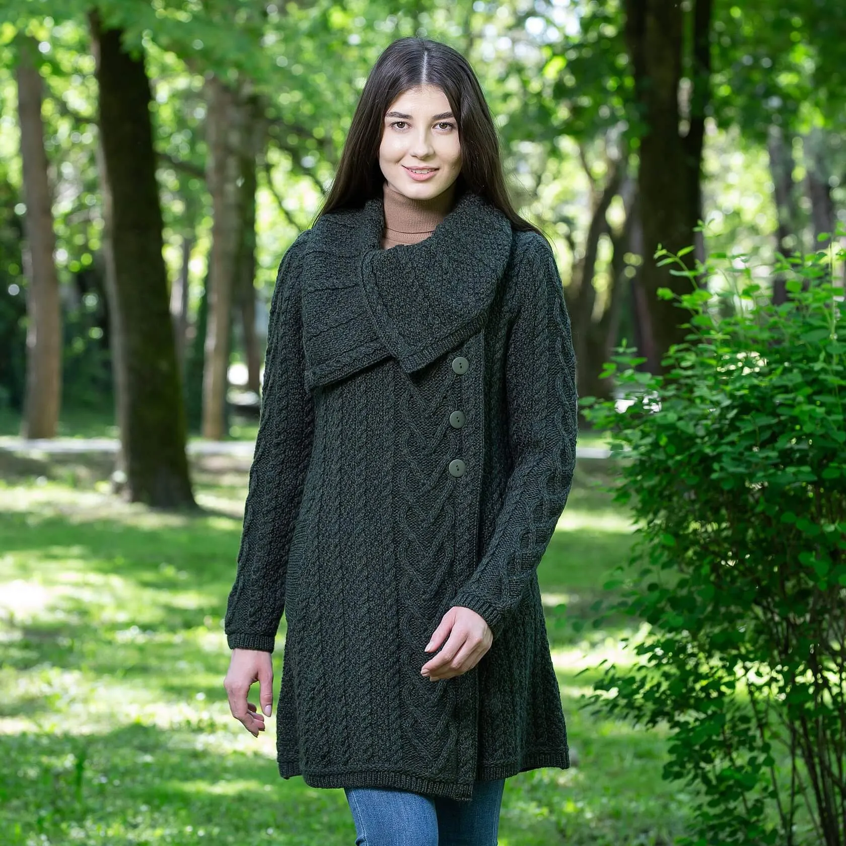 Ladies Irish Merino Wool A-Line Cardigan