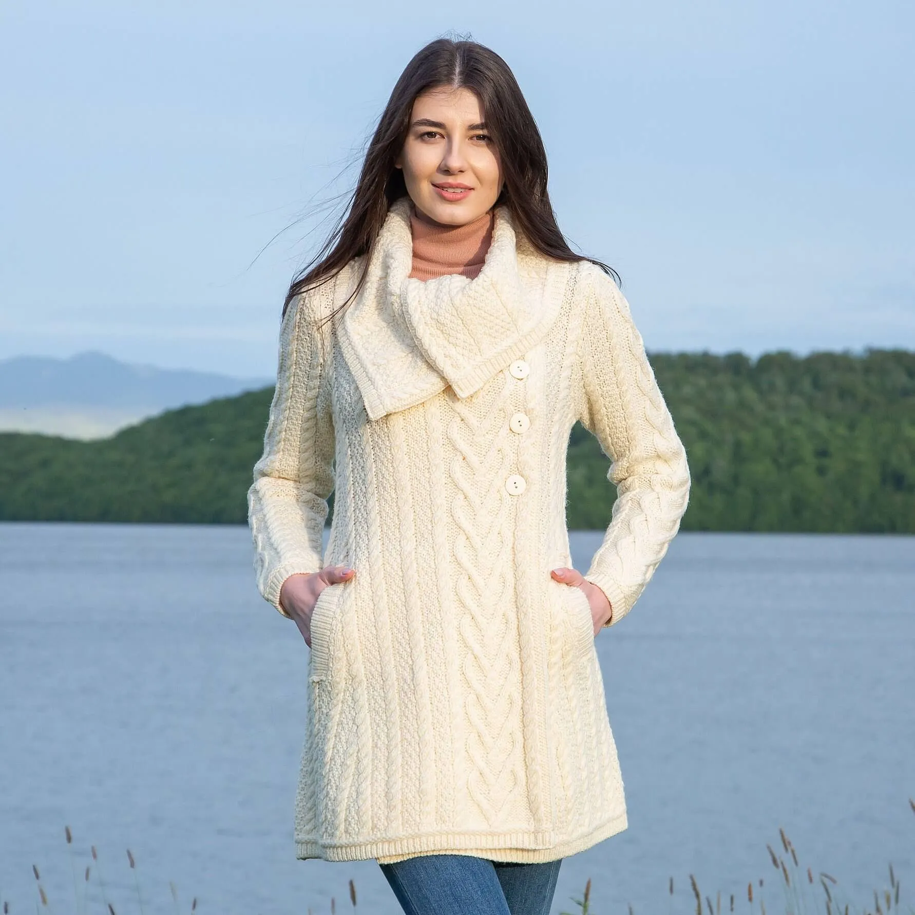 Ladies Irish Merino Wool A-Line Cardigan