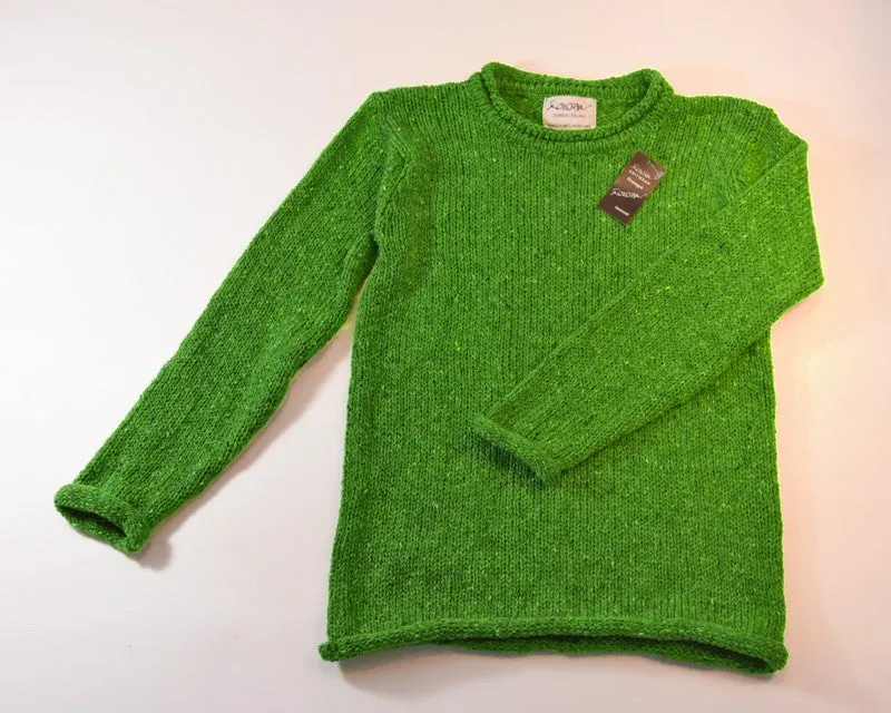 Ladies roll neck jumper – Speckled lime green – Rossan Knitwear