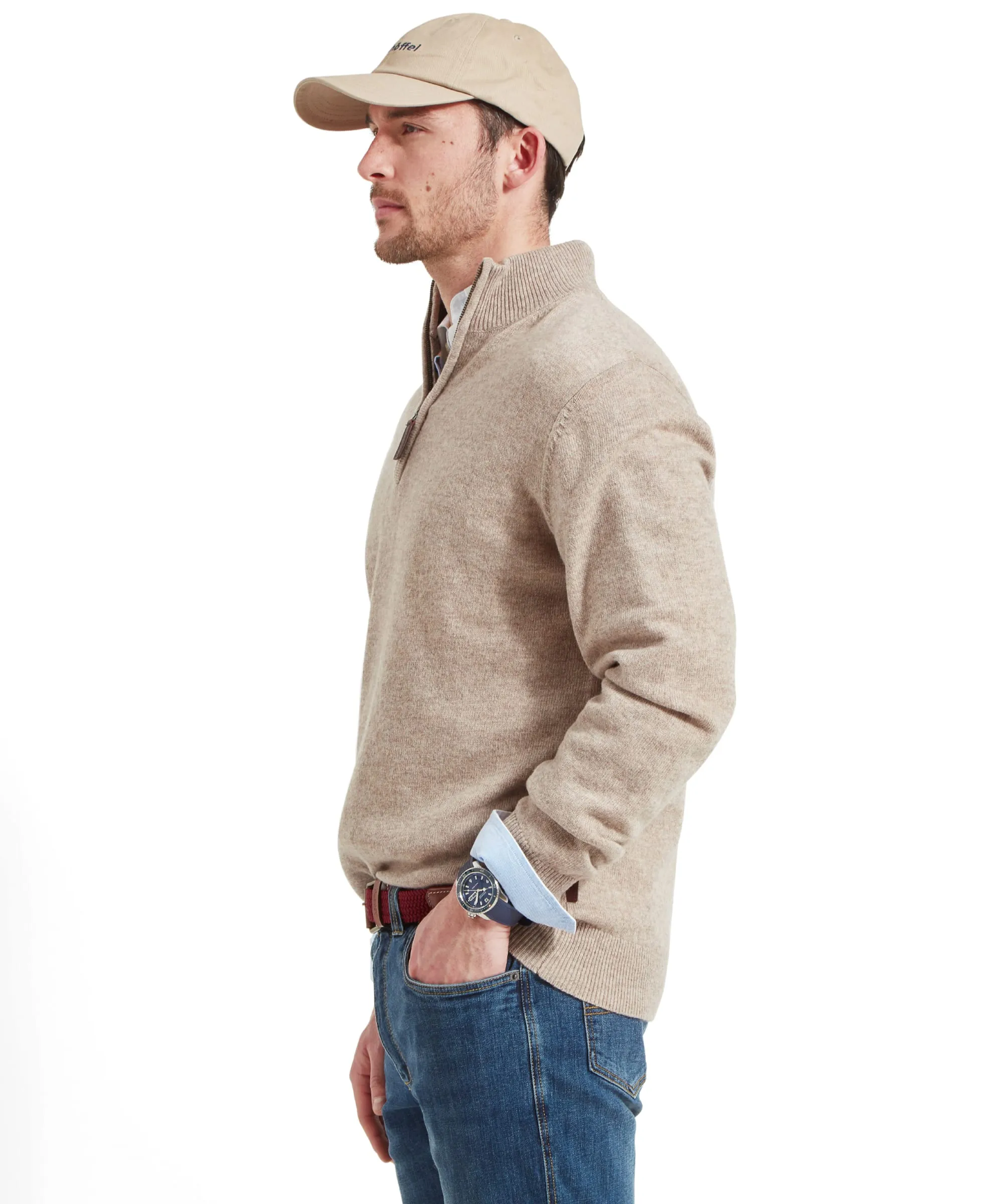 Lambswool Quarter Zip Jumper - Oat