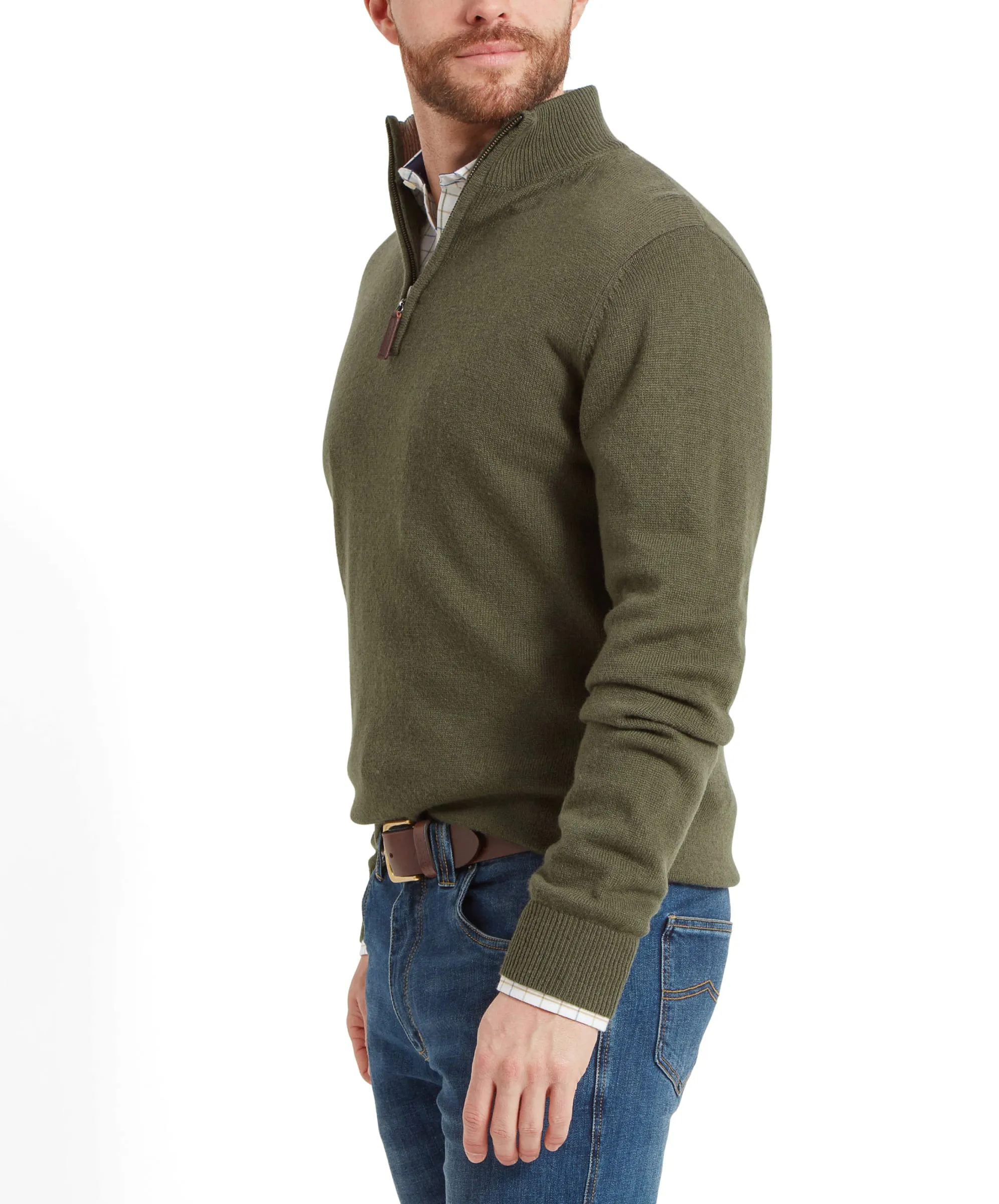 Lambswool Quarter Zip - Moss