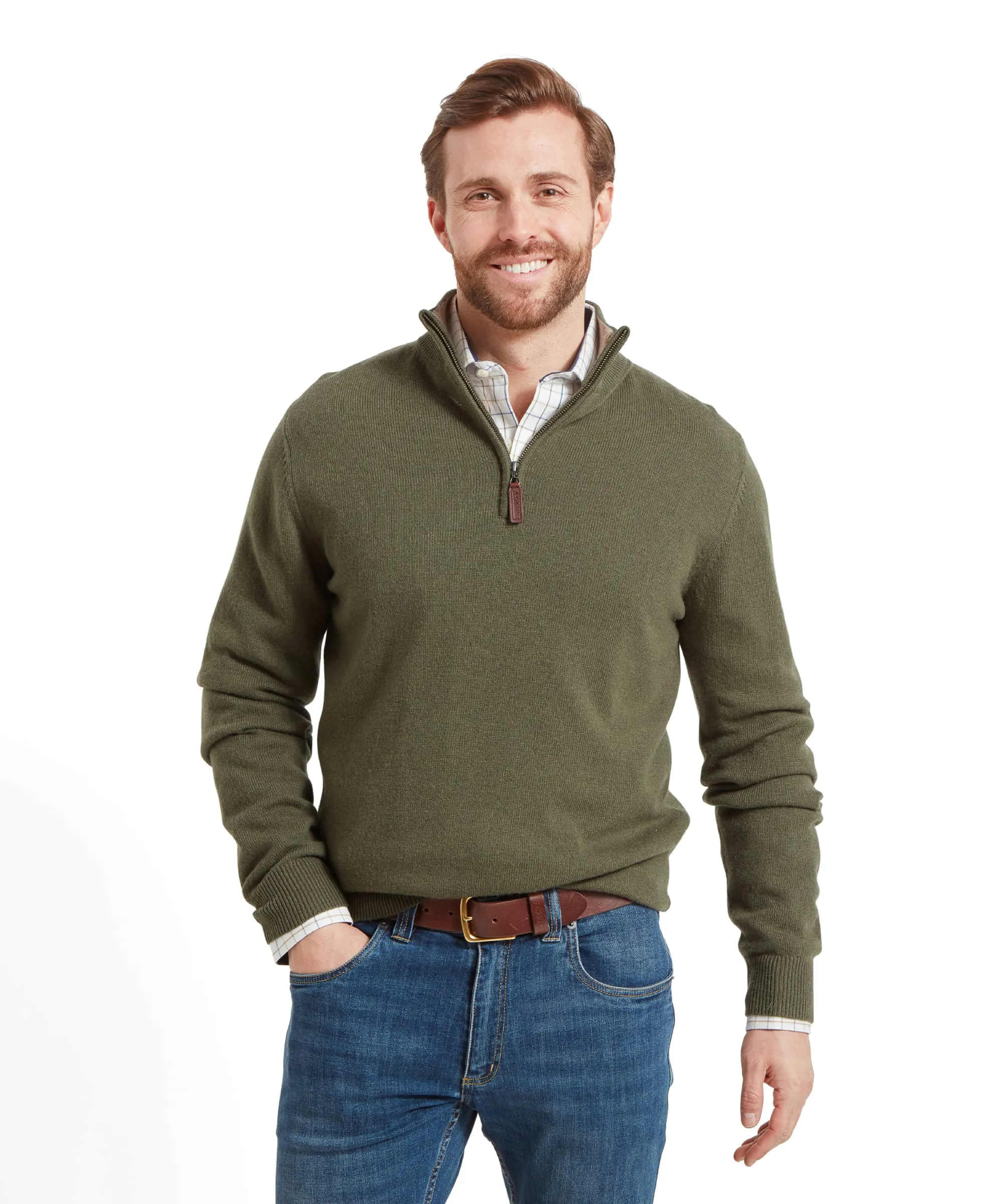 Lambswool Quarter Zip - Moss