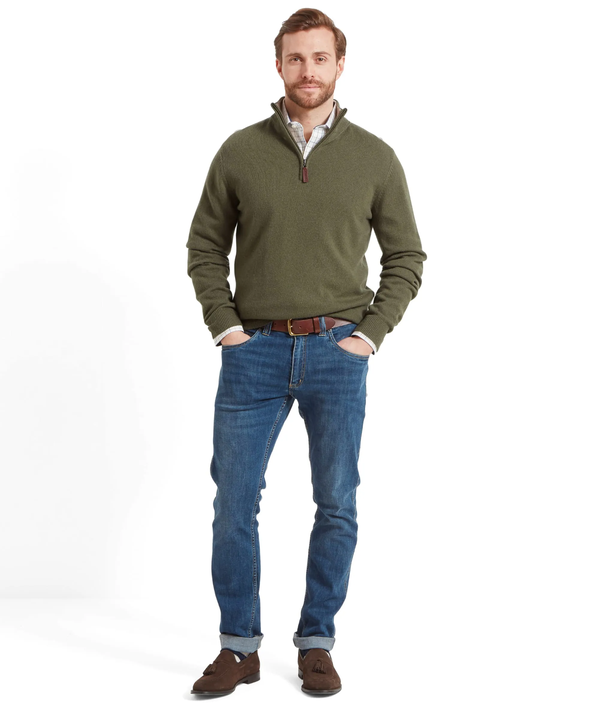 Lambswool Quarter Zip - Moss