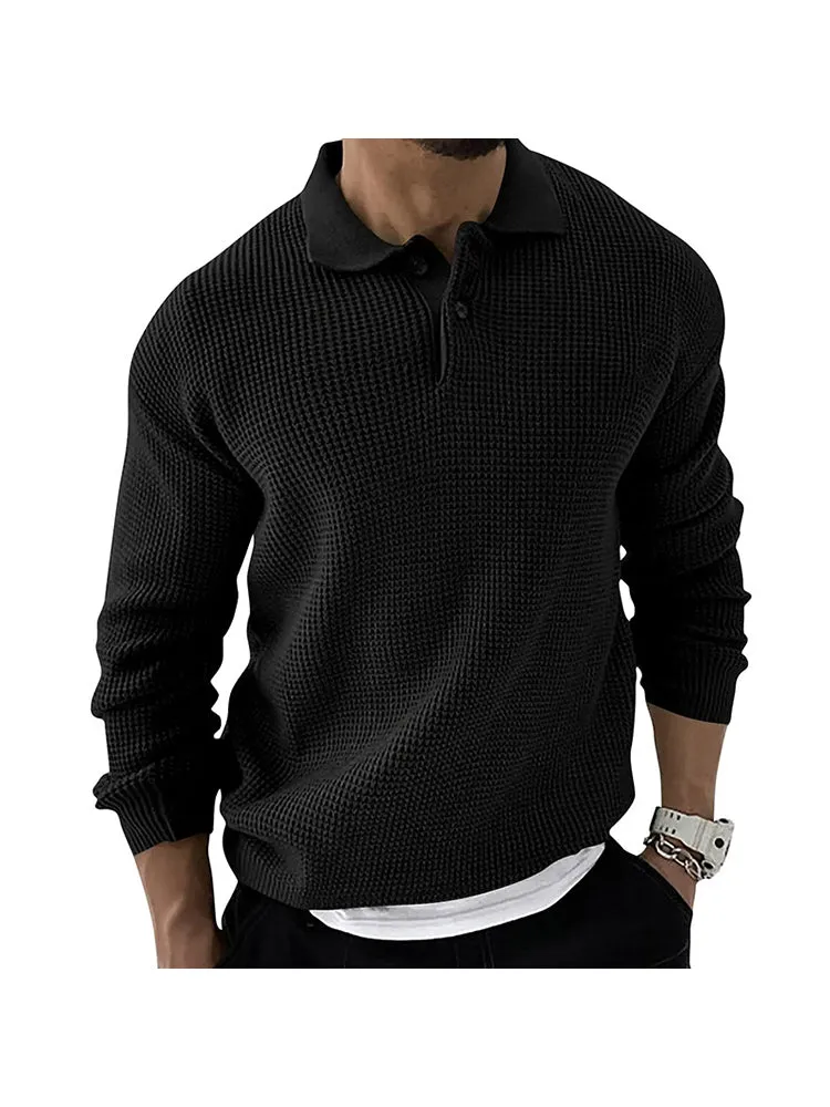 Lapel Sweater Men'S Fashion Urban Slim Long-Sleeved Knit Sweater