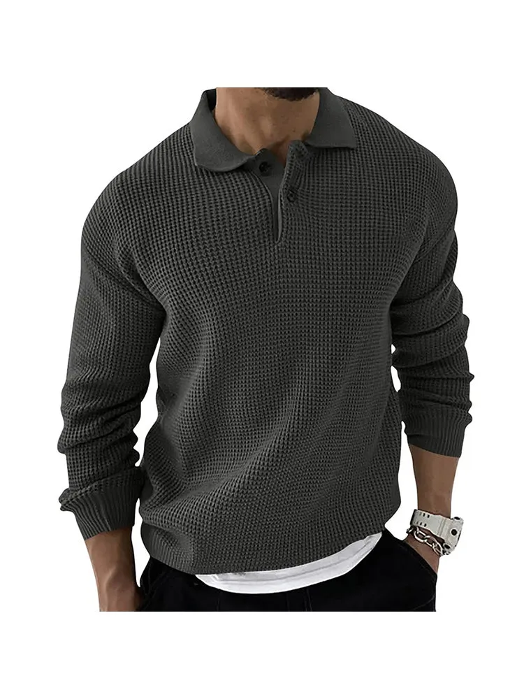 Lapel Sweater Men'S Fashion Urban Slim Long-Sleeved Knit Sweater