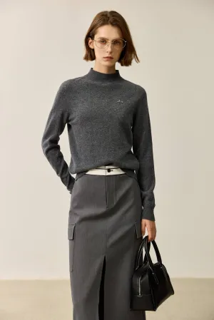 LILY Merino Wool Simple Half-Turtleneck Sweater