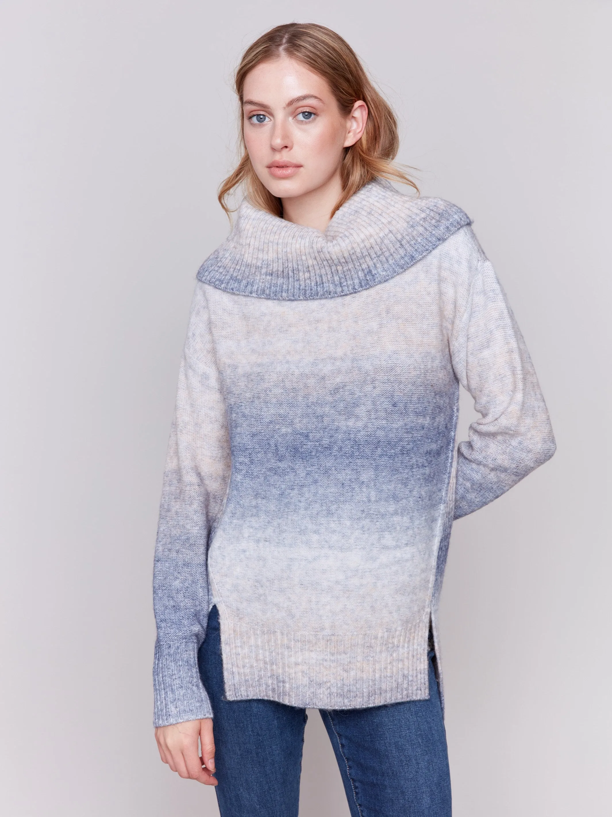 Long Cowl Neck Sweater - Frost