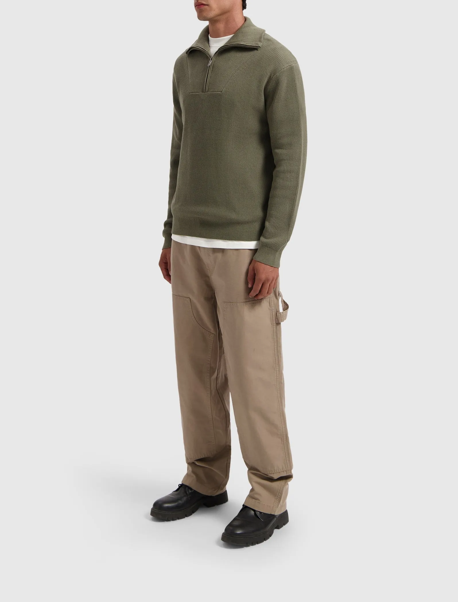 Loose fit Halfzip Knitwear | Army Green