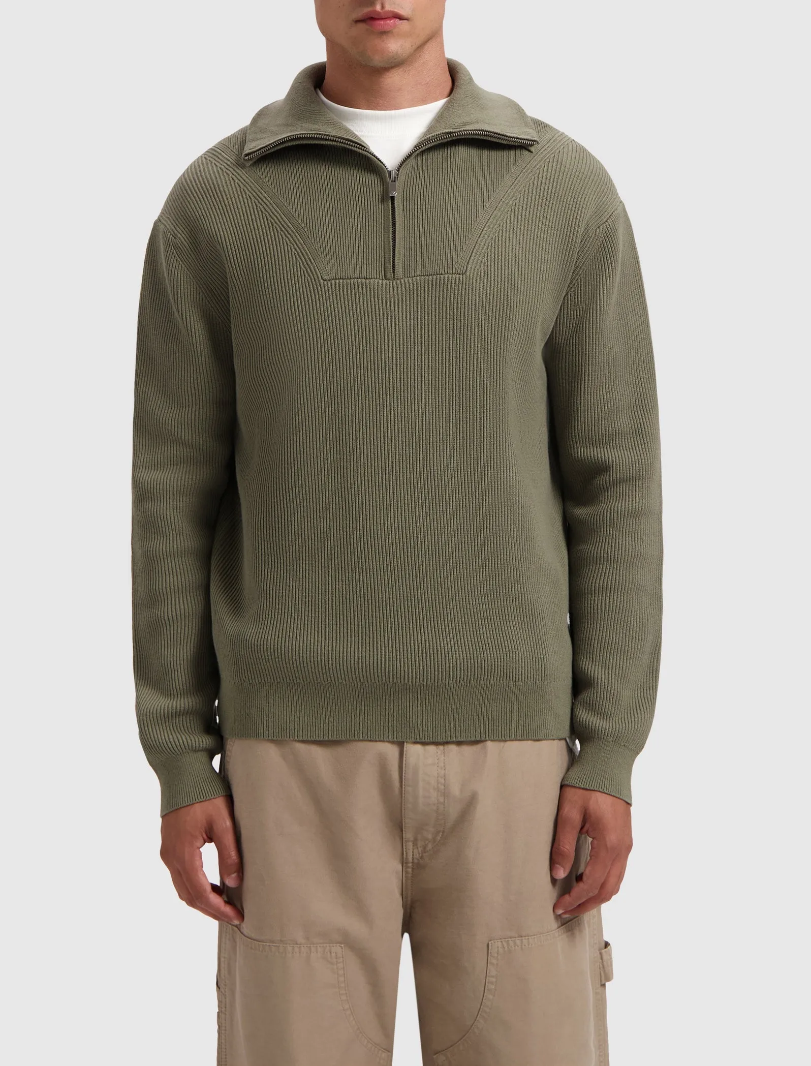 Loose fit Halfzip Knitwear | Army Green