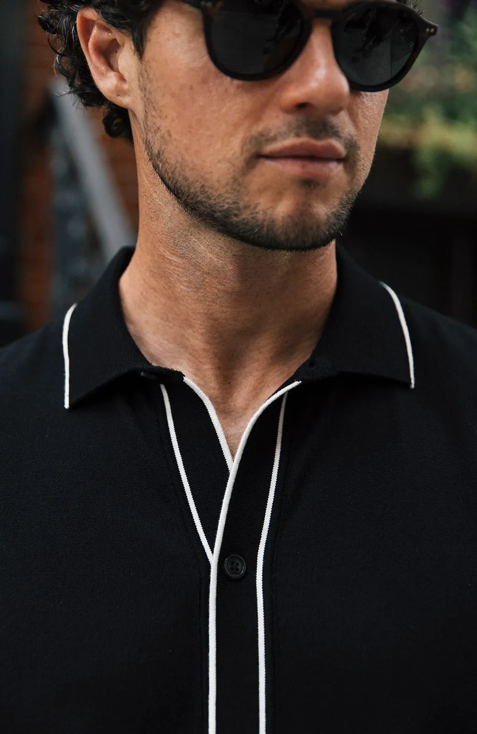 Luciano Slim Knit Shirt in Black