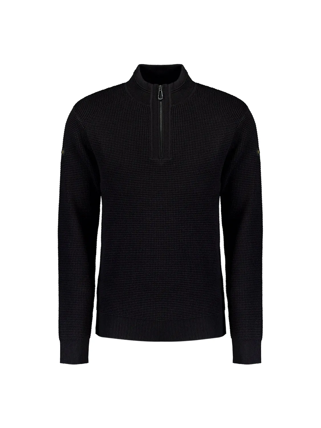 Luxury Half-Zip Sweater with Solid Jacquard: Elegant and Comfortable | Black