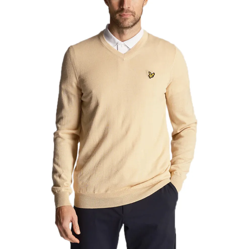 Lyle & Scott Golf Merino Blend V Neck Pullover - Sand Dune