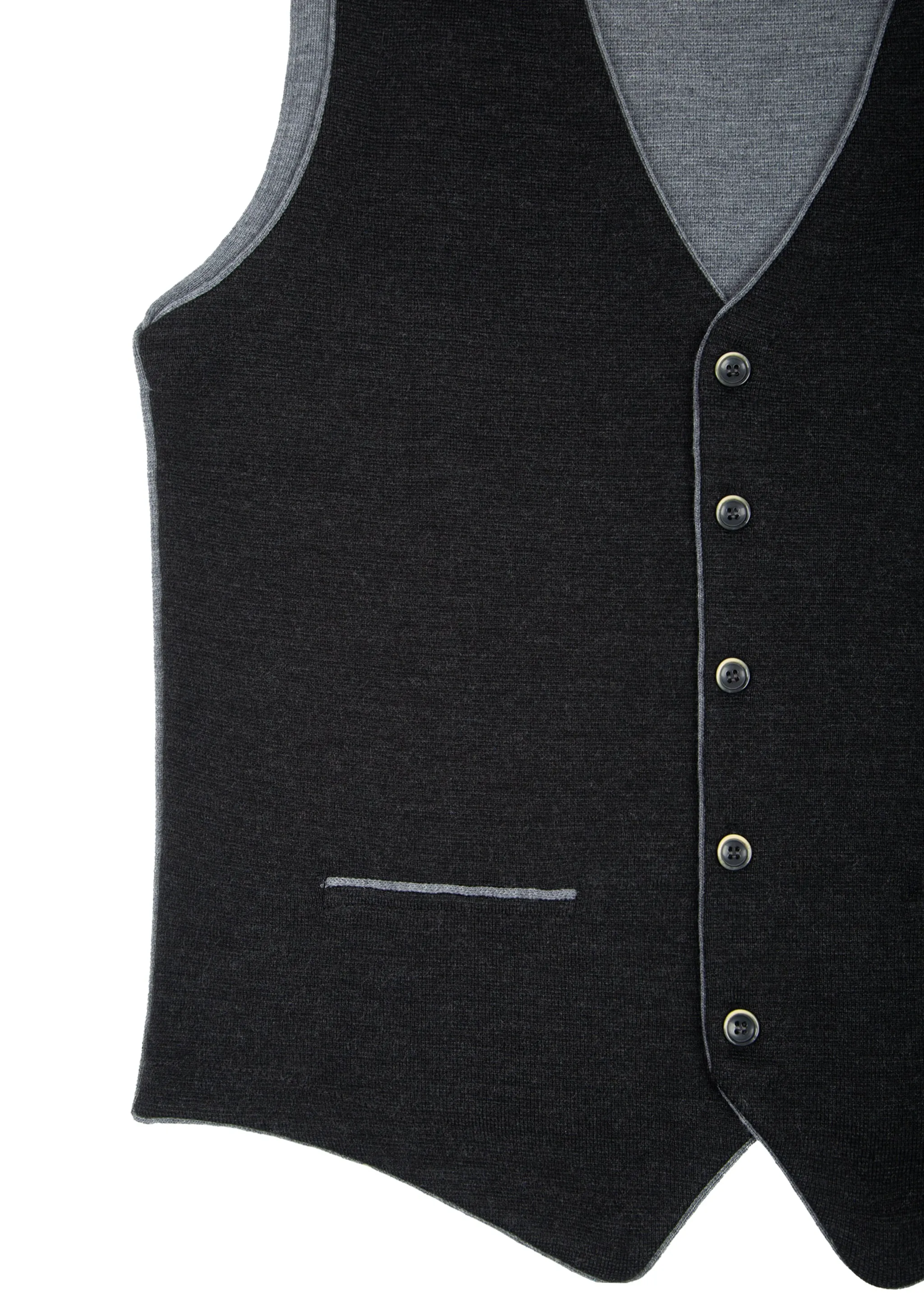 Men's Charcoal Knitted Waistcoat | Long Woollen Sleeveless Cardigan