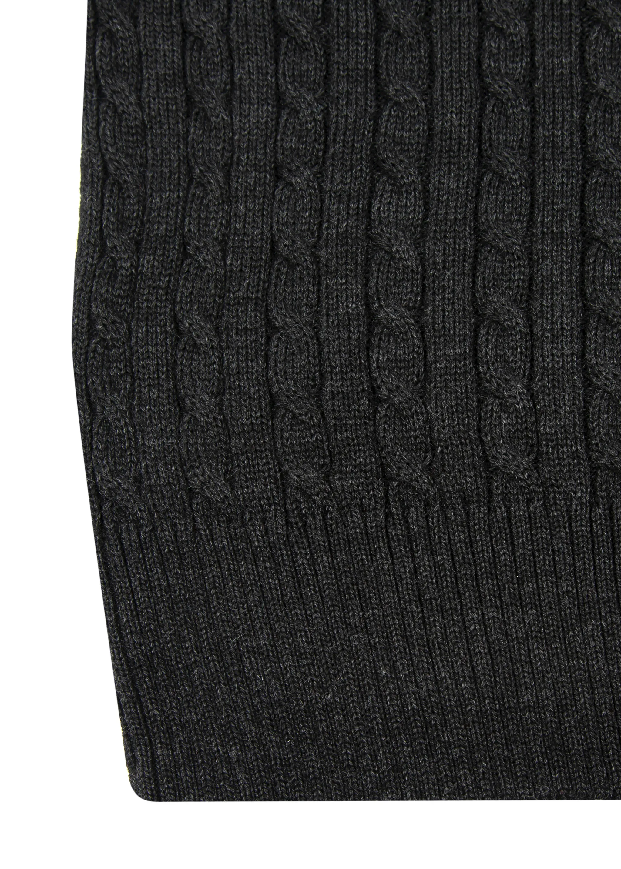 Men's Charcoal Mildura Wool Cable Knit Crew Neck Jumper