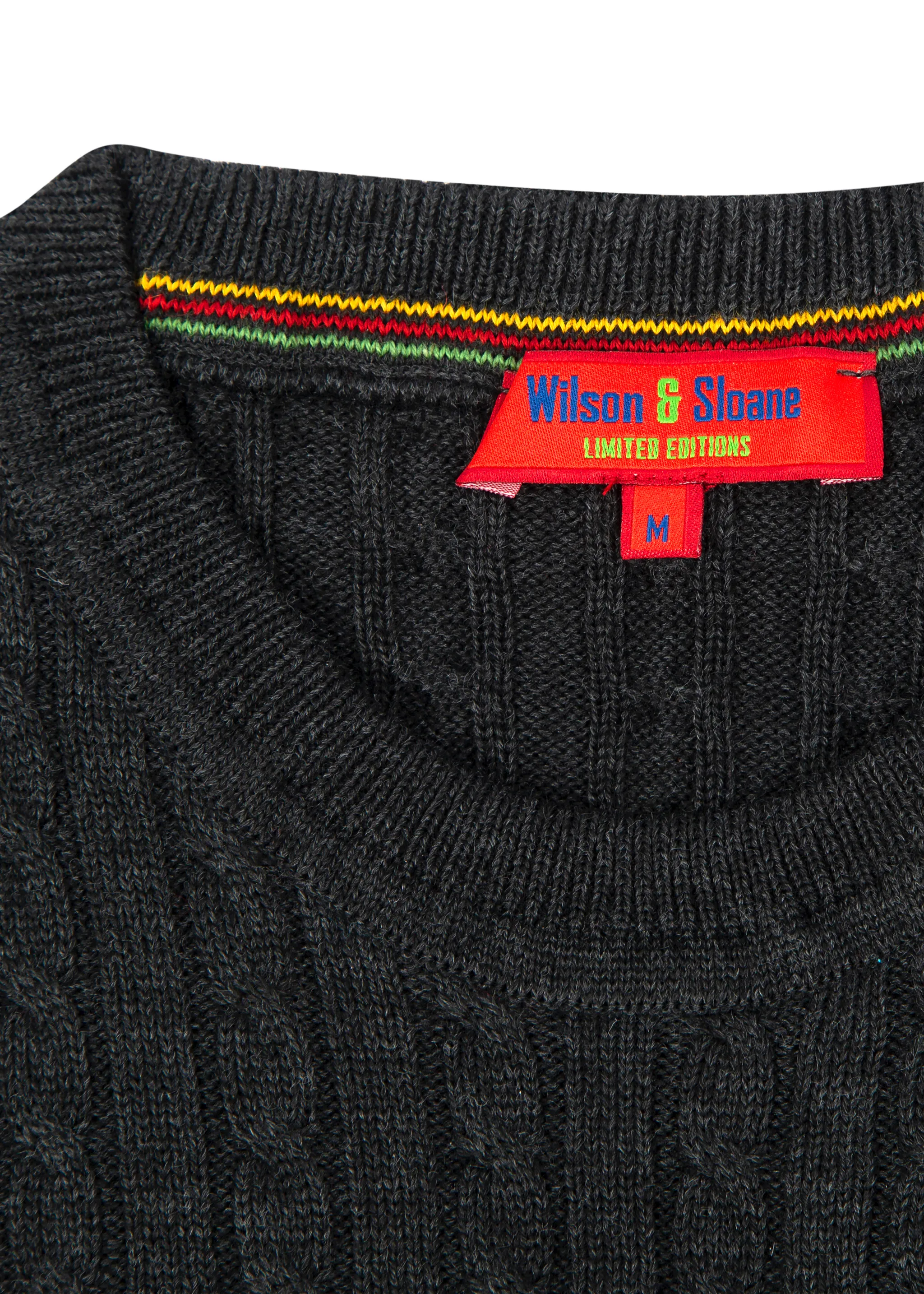 Men's Charcoal Mildura Wool Cable Knit Crew Neck Jumper