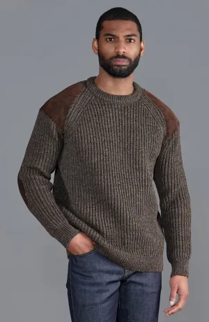 Mens Chunky British Wool Ribbed Shooting Jumper