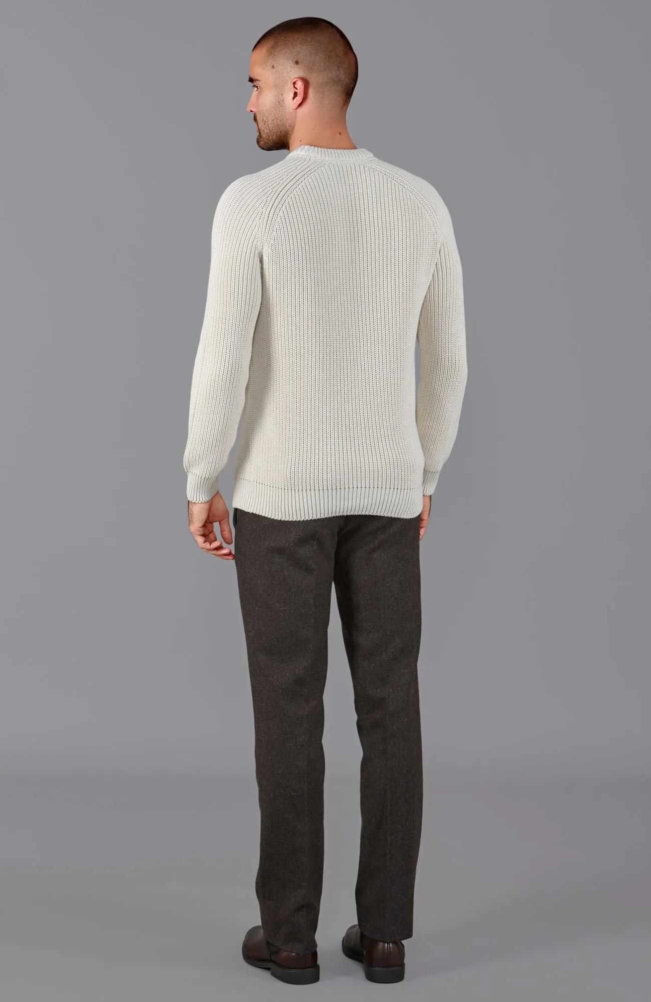 Mens Cotton Fisherman Rib Knit Jumper