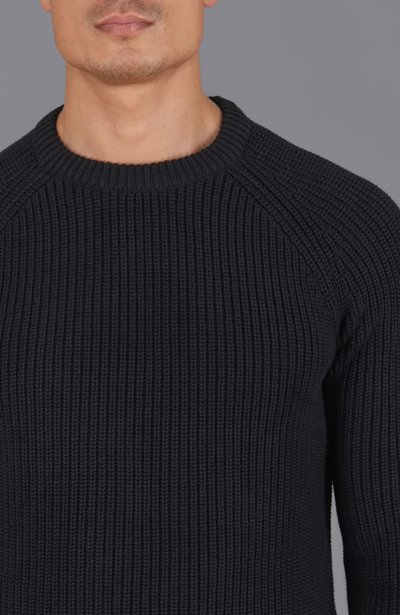 Mens Cotton Fisherman Rib Knit Jumper