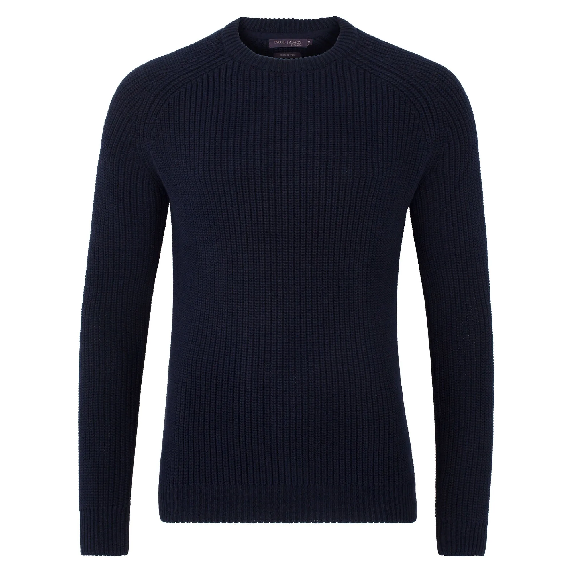 Mens Cotton Fisherman Rib Knit Jumper