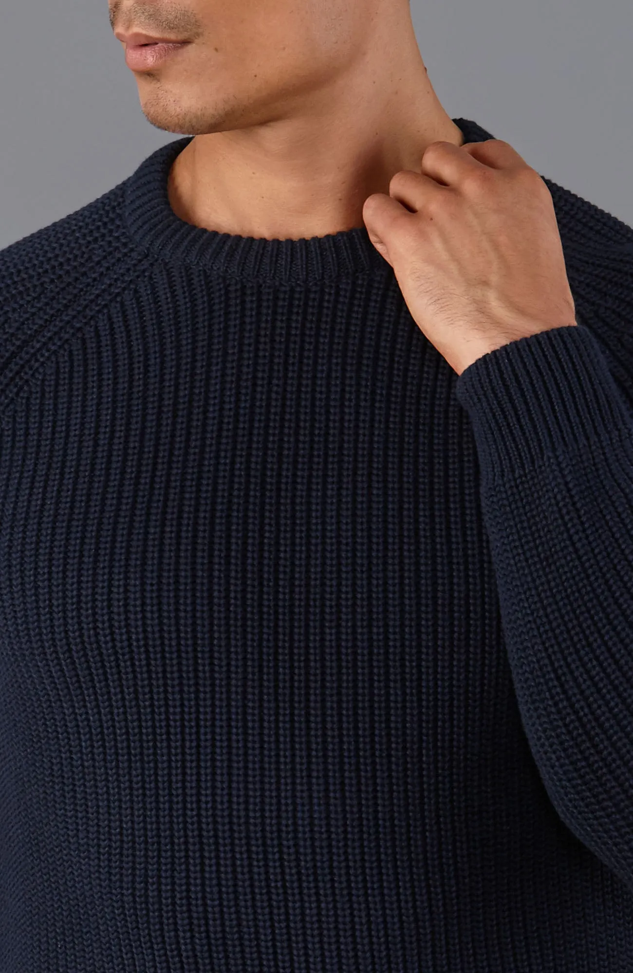 Mens Cotton Fisherman Rib Knit Jumper