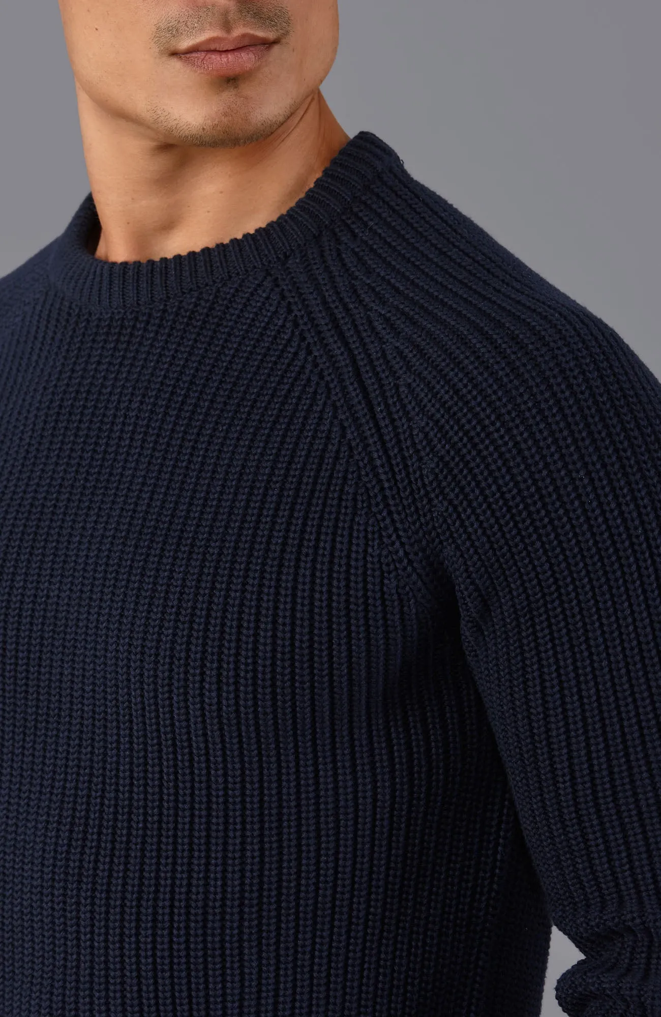 Mens Cotton Fisherman Rib Knit Jumper