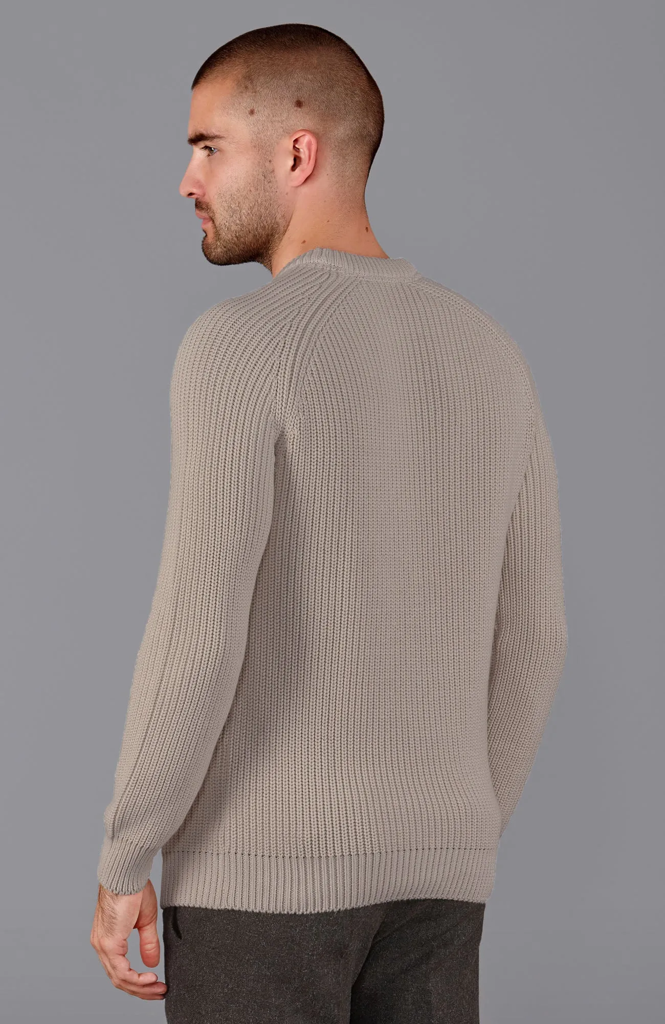 Mens Cotton Fisherman Rib Knit Jumper