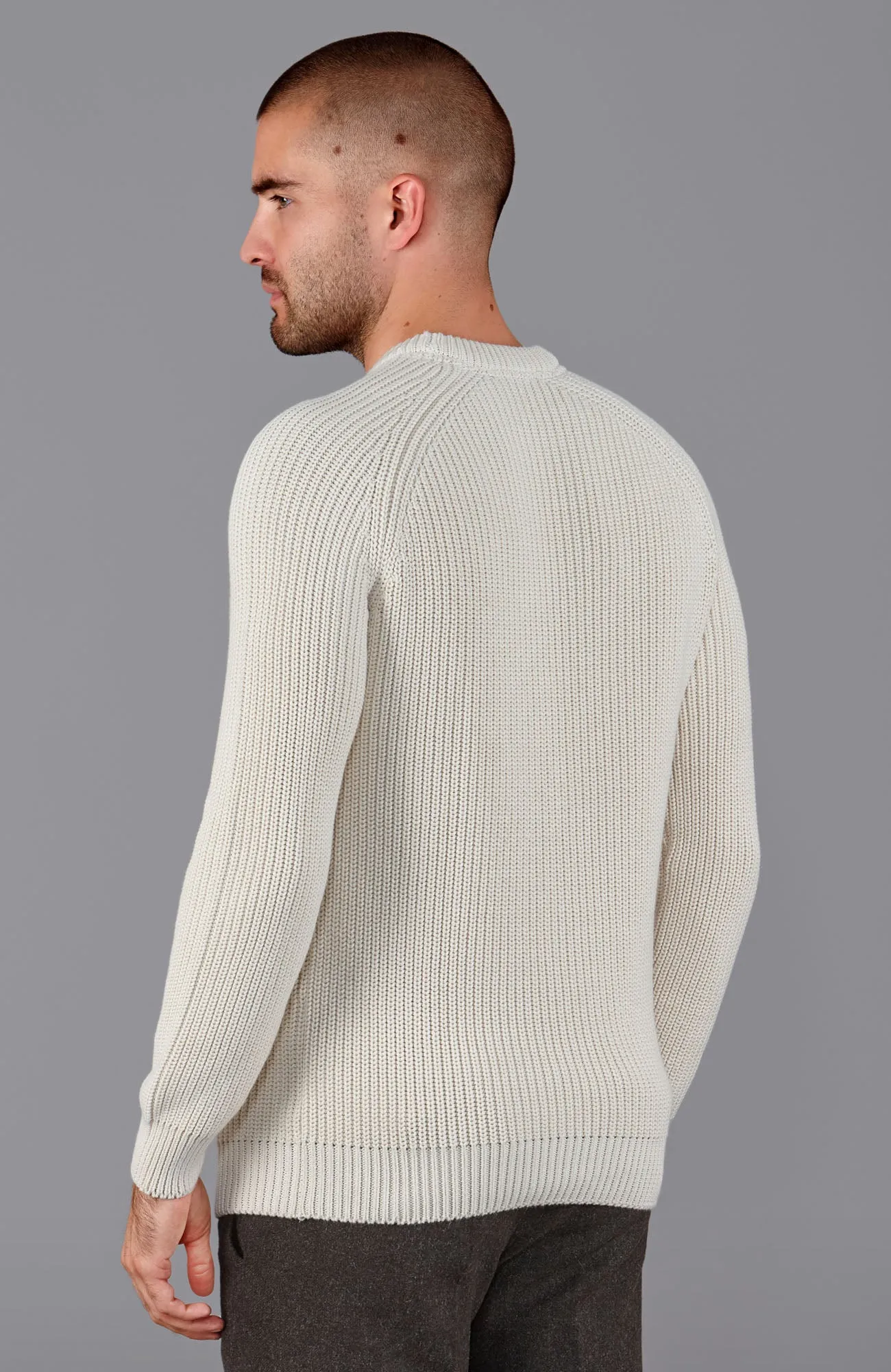 Mens Cotton Fisherman Rib Knit Jumper