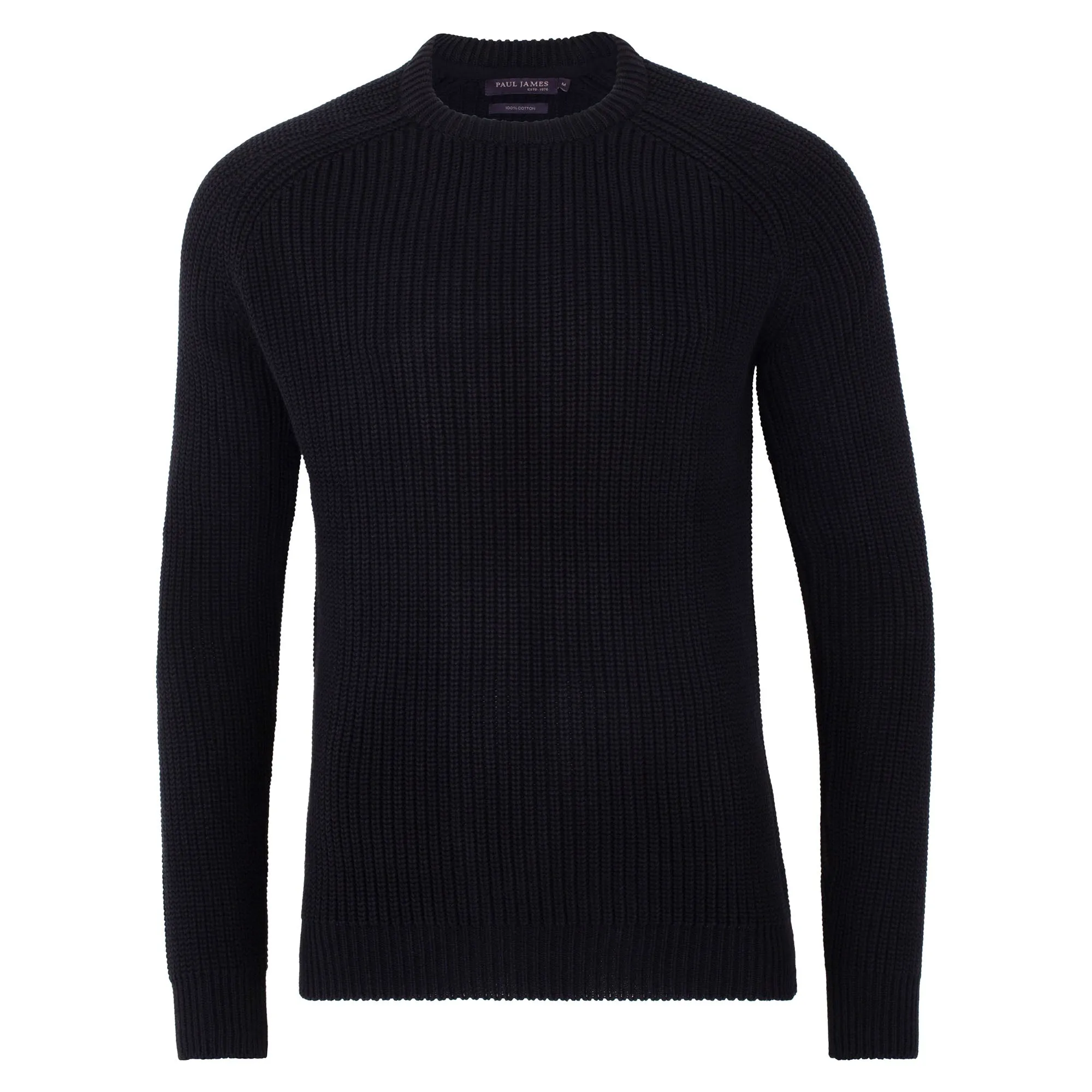 Mens Heavyweight Cotton Fisherman Rib Knit Jumper