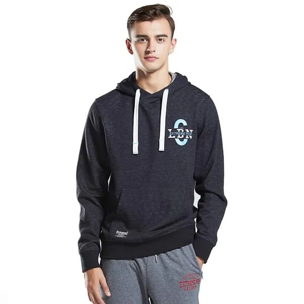 Mens Hoodie Sweatshirt Heather Slub Cotton Hooded Sweater Jumper Pullover Tops