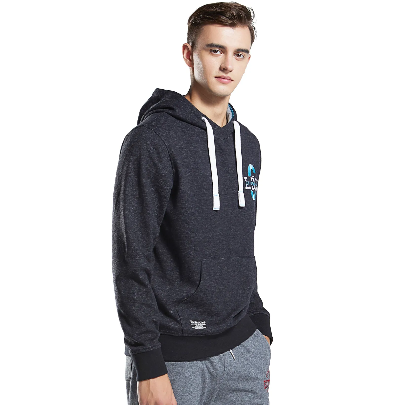 Mens Hoodie Sweatshirt Heather Slub Cotton Hooded Sweater Jumper Pullover Tops