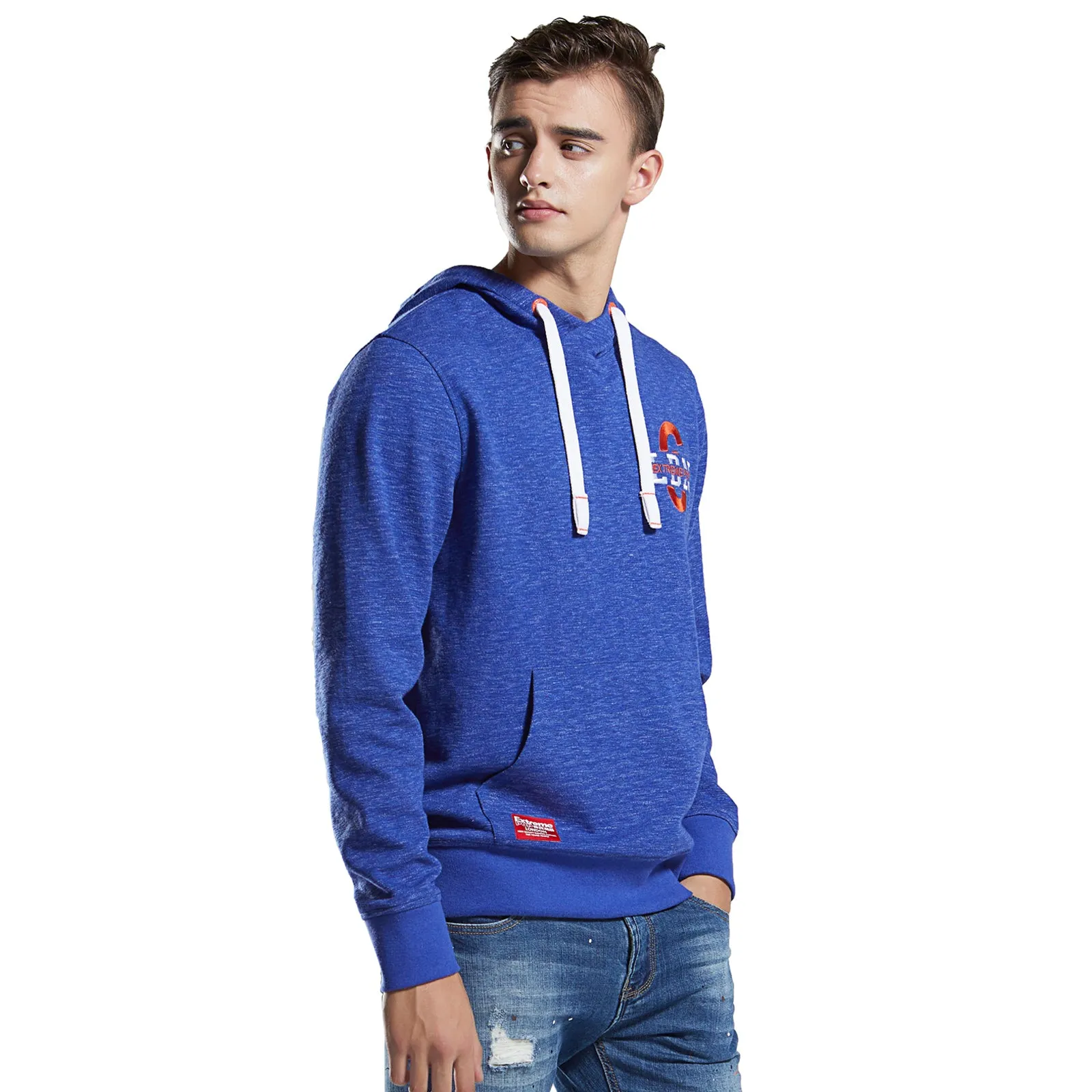 Mens Hoodie Sweatshirt Heather Slub Cotton Hooded Sweater Jumper Pullover Tops