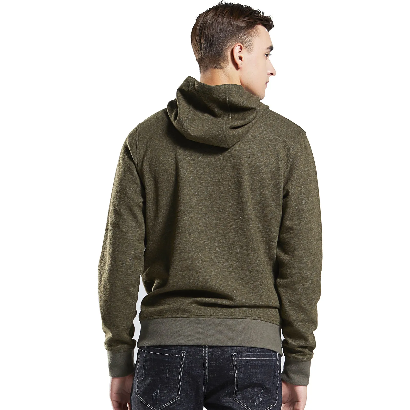 Mens Hoodie Sweatshirt Heather Slub Cotton Hooded Sweater Jumper Pullover Tops