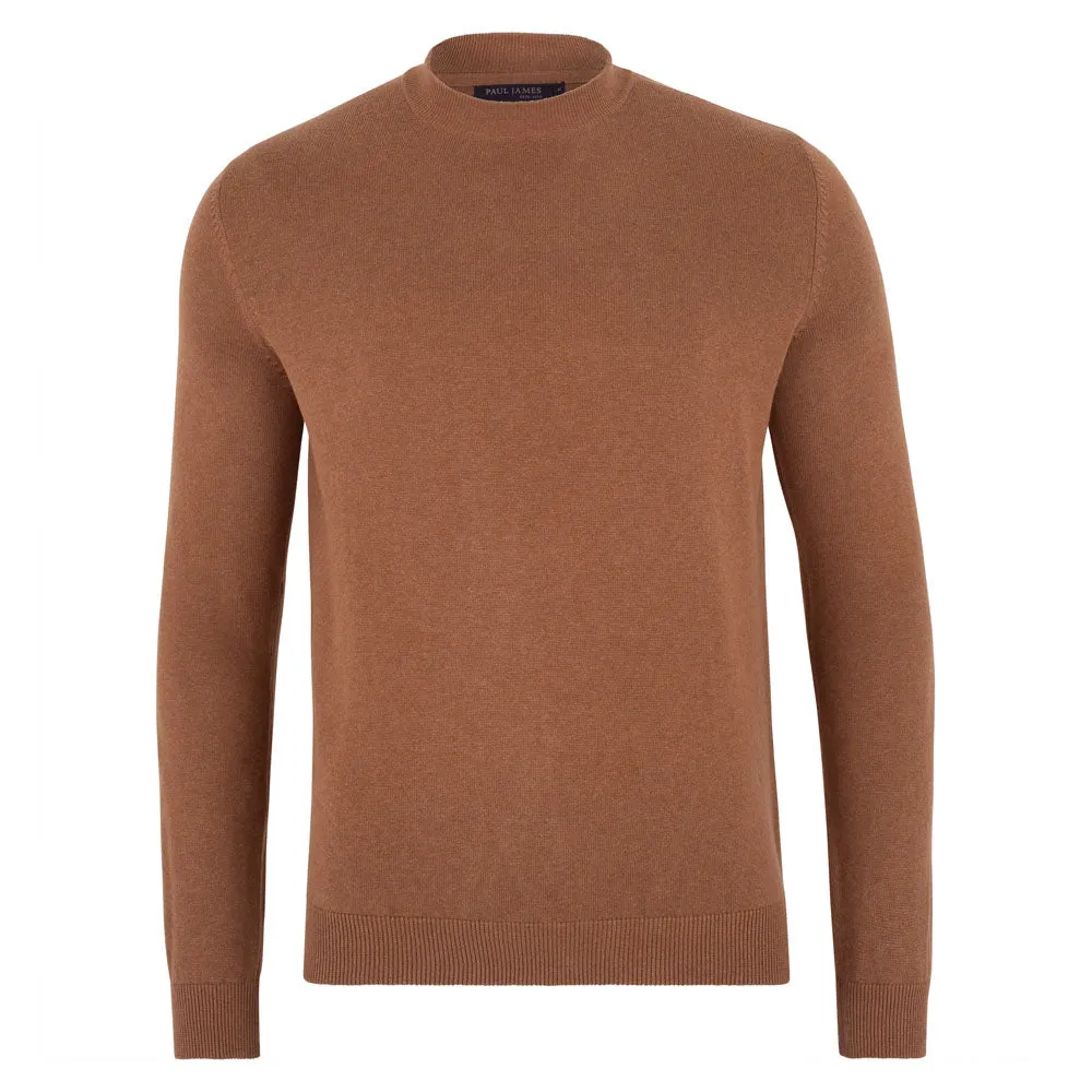 Mens Lightweight Cotton Narrow Mock Turtleneck Jumper