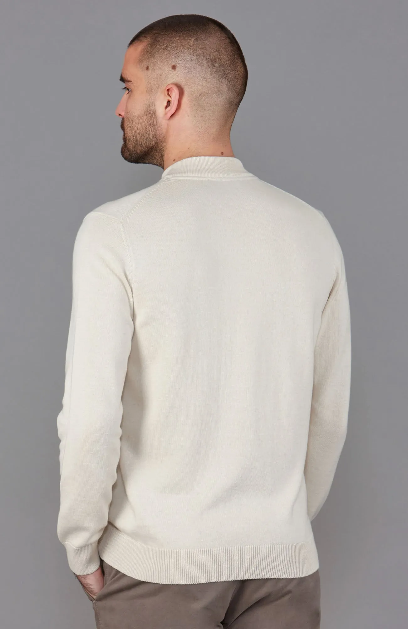 Mens Lightweight Cotton Narrow Mock Turtleneck Jumper