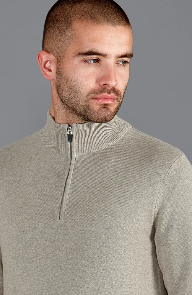 Mens Lightweight Cotton Zip Neck Jumper