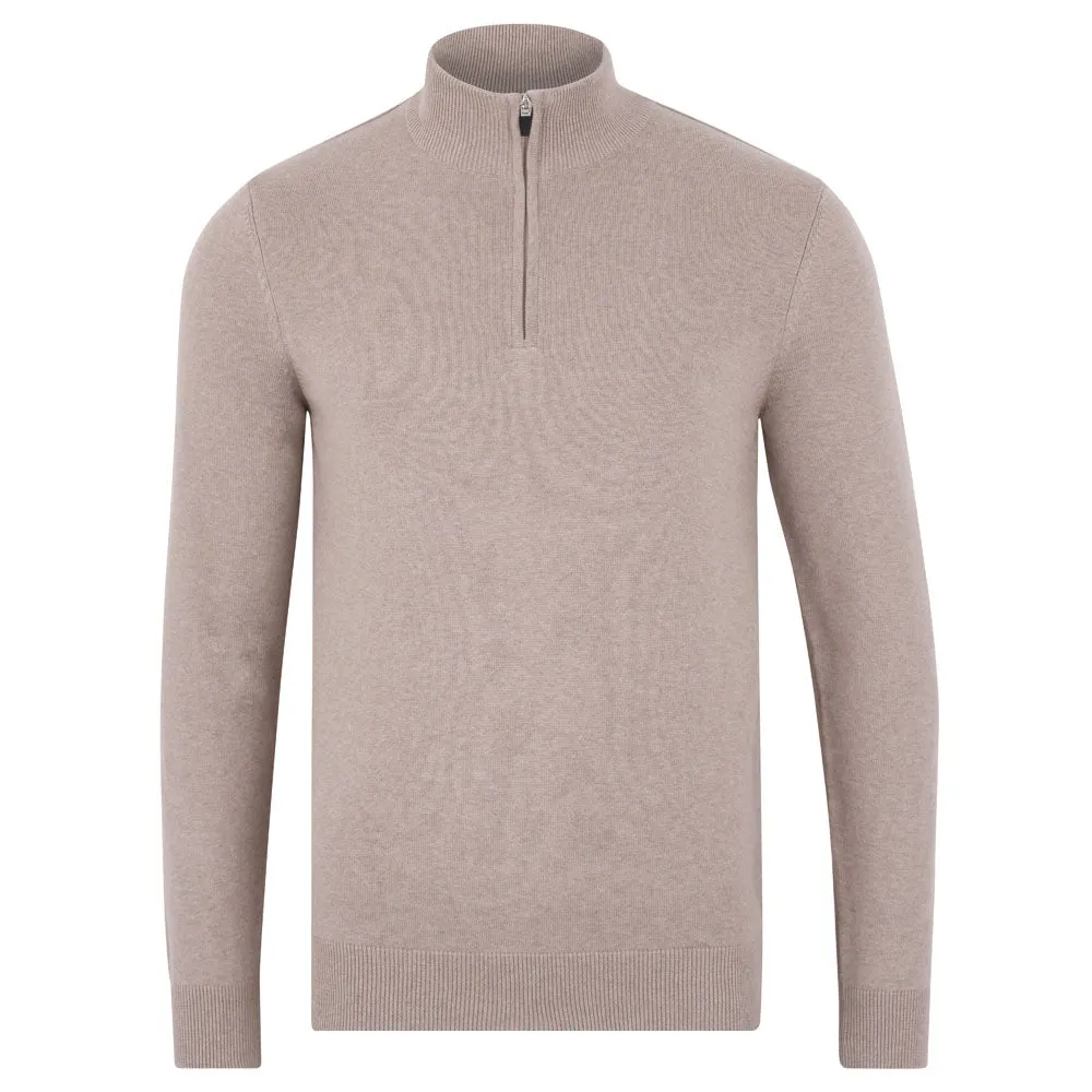 Mens Lightweight Cotton Zip Neck Jumper