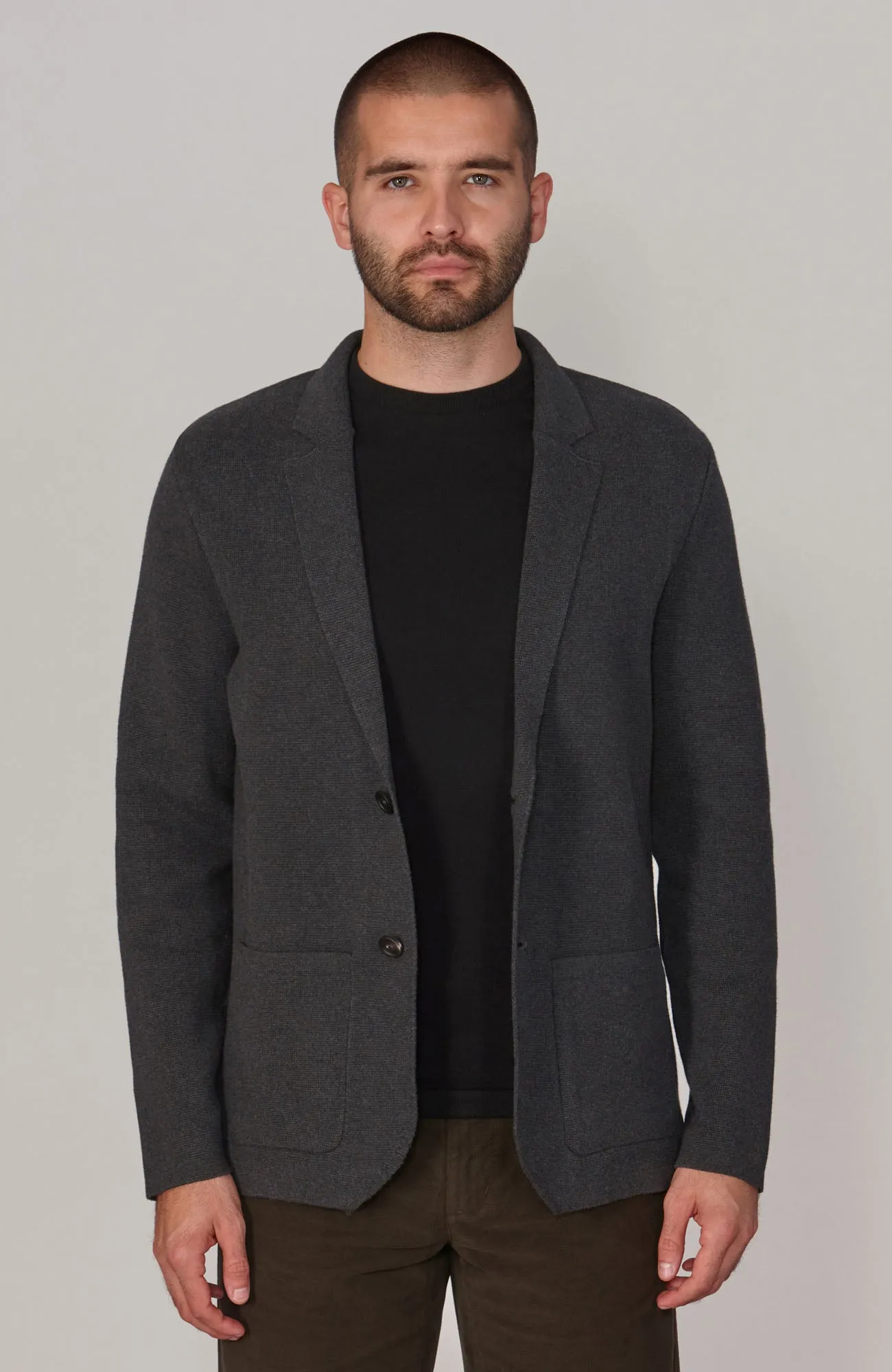 Mens Midweight Cotton Deconstructed Knitted Blazer