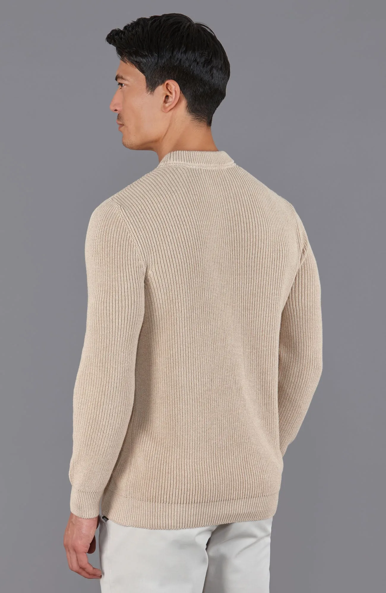 Mens Midweight Cotton Fisherman Rib Jumper