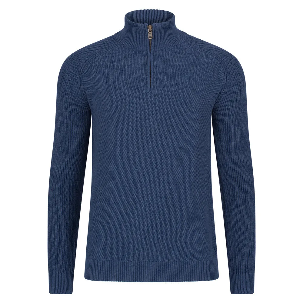 Mens Midweight Cotton Zip Neck Jumper