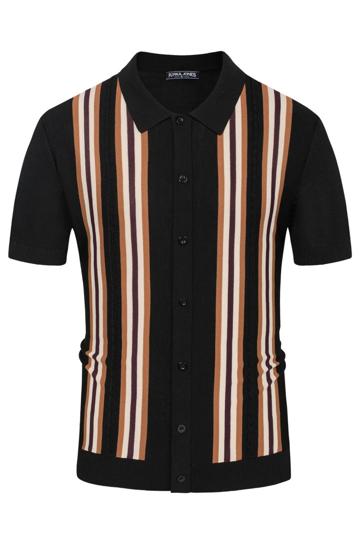 Mens Polo Shirts Vintage Striped Button Down Knitted Golf Cardigans Shirts