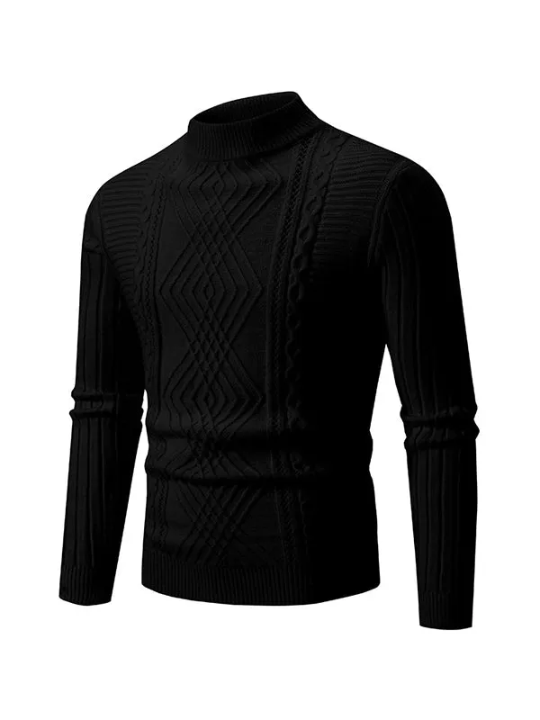 Men's Retro Simple Solid Color Half Turtle Collar Bottoming Knitted Sweater