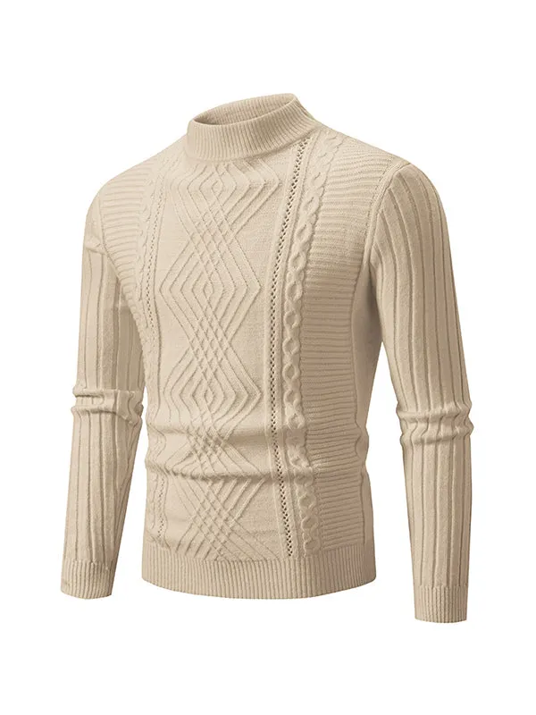 Men's Retro Simple Solid Color Half Turtle Collar Bottoming Knitted Sweater