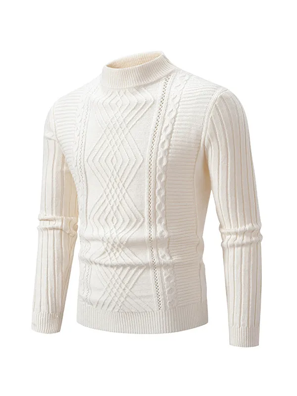 Men's Retro Simple Solid Color Half Turtle Collar Bottoming Knitted Sweater