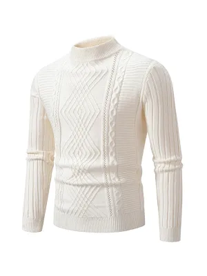 Men's Retro Simple Solid Color Half Turtle Collar Bottoming Knitted Sweater