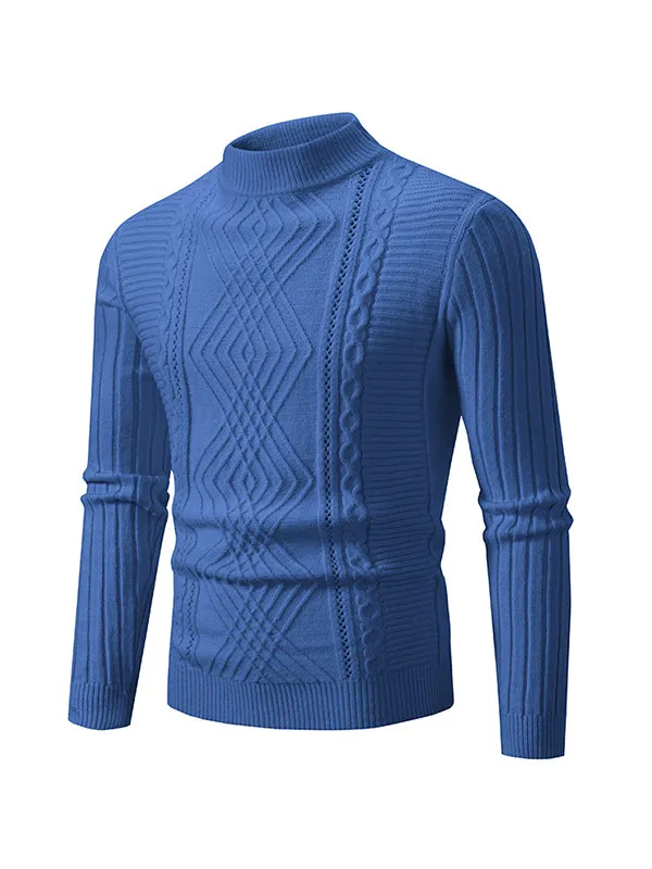 Men's Retro Simple Solid Color Half Turtle Collar Bottoming Knitted Sweater