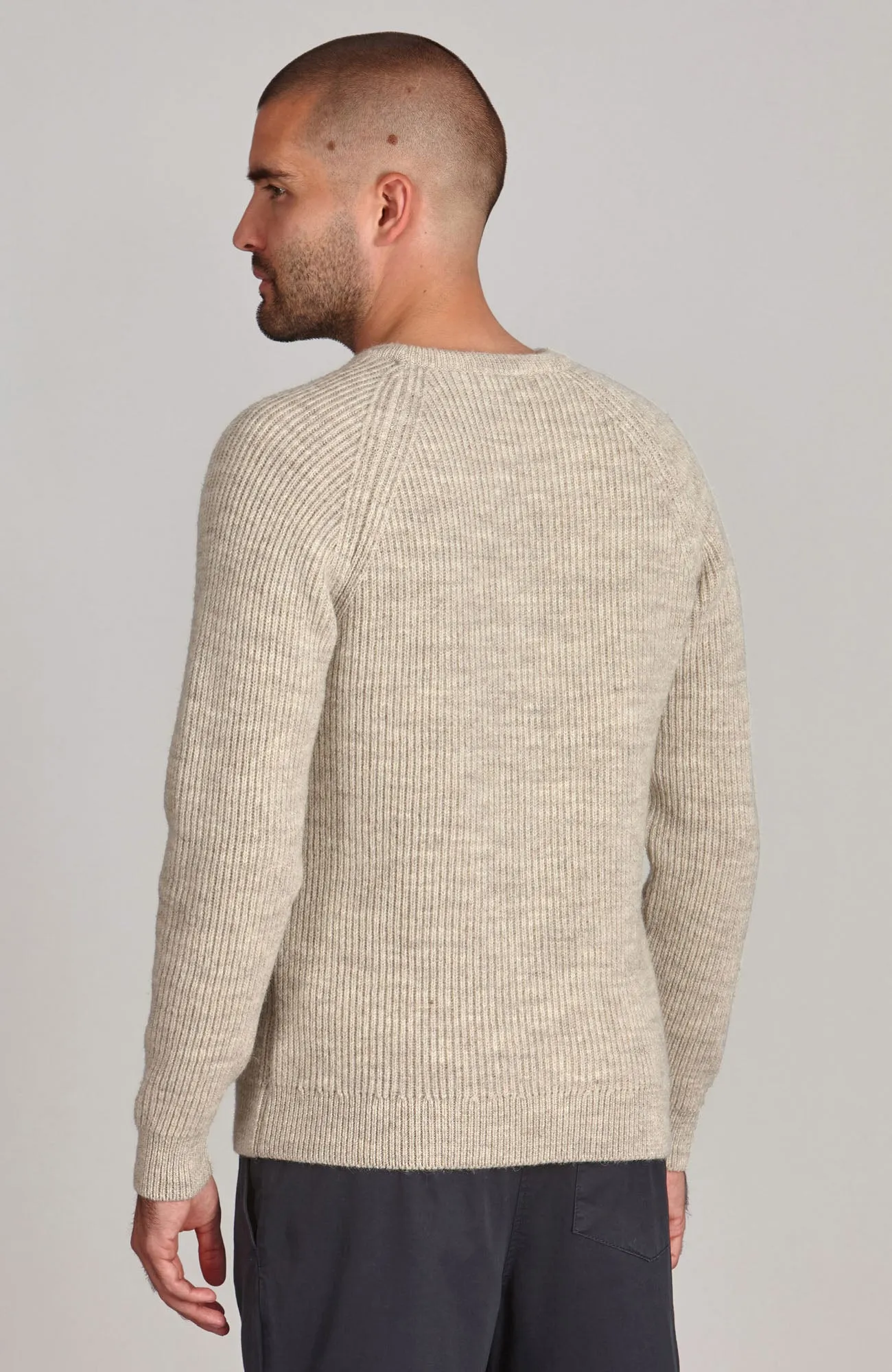 Mens Sheepsoft British Wool Fisherman Rib Knit Jumper