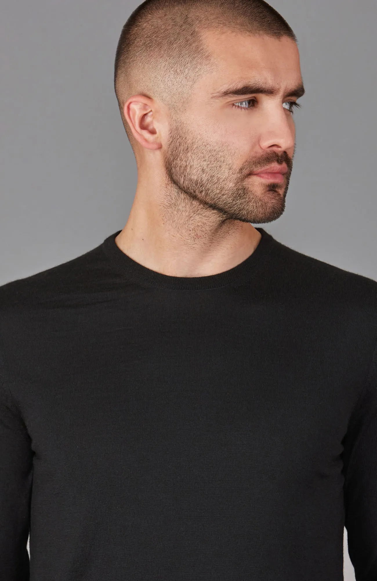 Mens Superfine Merino Silk Crew Neck Jumper