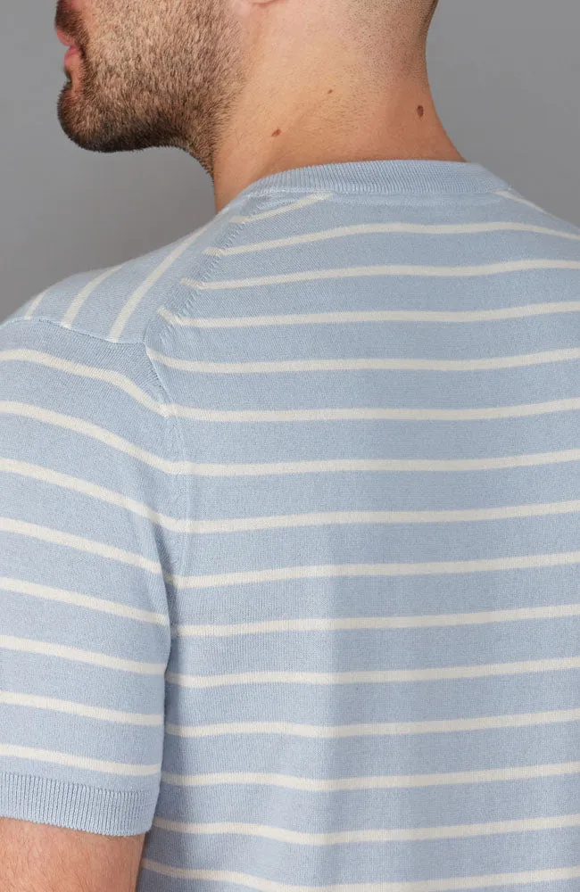 Mens Ultra Fine Cotton Knitted Pin Stripe T-Shirt