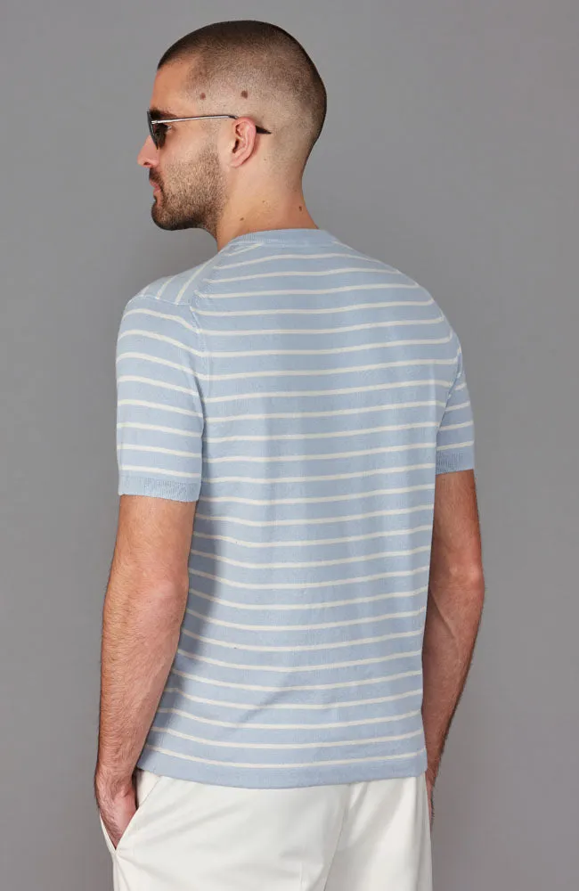 Mens Ultra Fine Cotton Knitted Pin Stripe T-Shirt