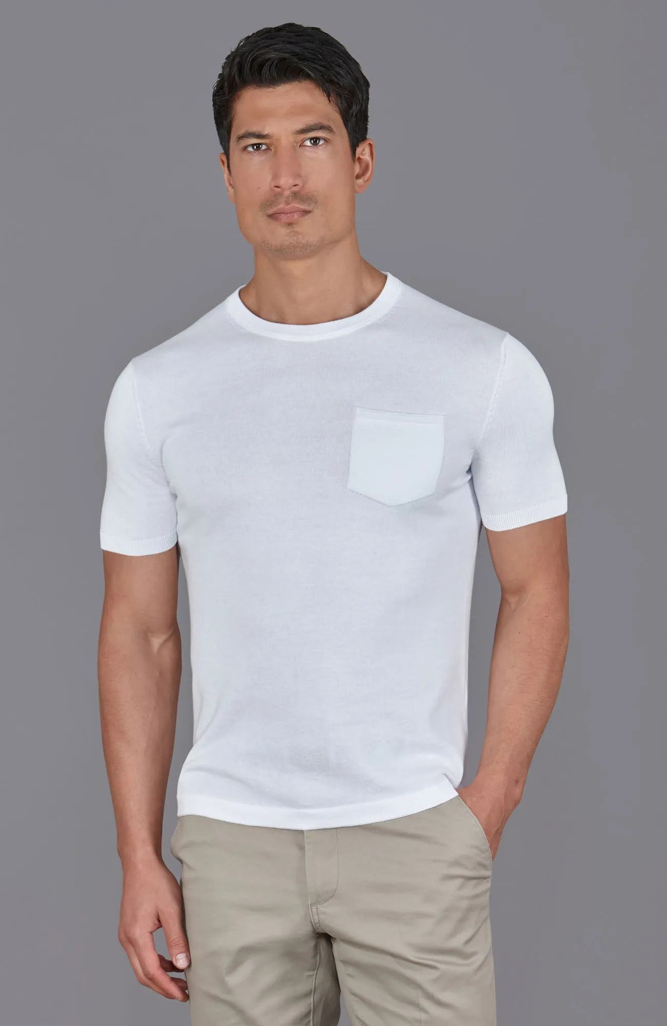 Mens Ultra Fine Cotton Knitted Pocket T-Shirt